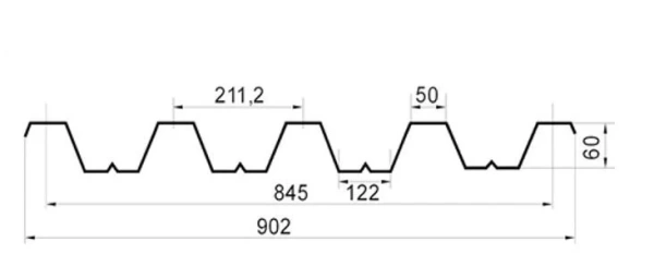 Профнастил оцинкованный НС60 0,7мм 1м