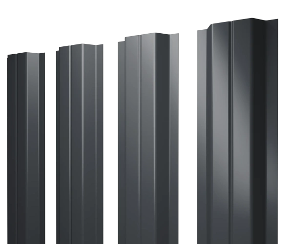 Евроштакетник П-образный 0,4x110 мм серый RAL 7024 1м